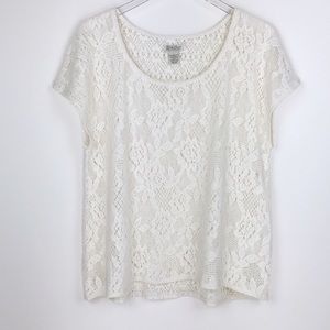 Lucky Brand | Lace Crochet Scoop Neck Shirt